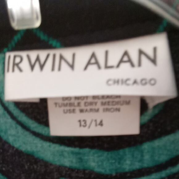 Vintage Irwin Alan Women's Size 13/14 Green and Black Patterned Blazer. Office - Picture 2 of 9